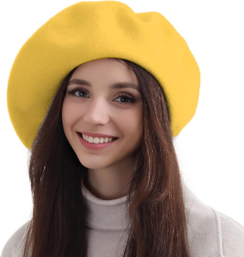 recapitula XXL 100% Wool French White Beret Hats for Women Man Painter hat Classic Painter's Hat Girl Solid Color Classic - Image 1
